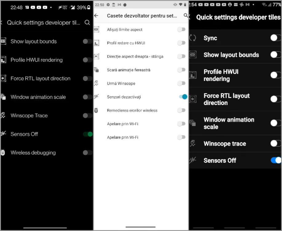 Activare blocare senzori pe Android