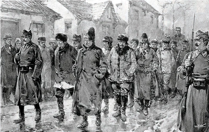 1907: Ţărani în lanţuri, după ce răscoala a fost înăbuşită