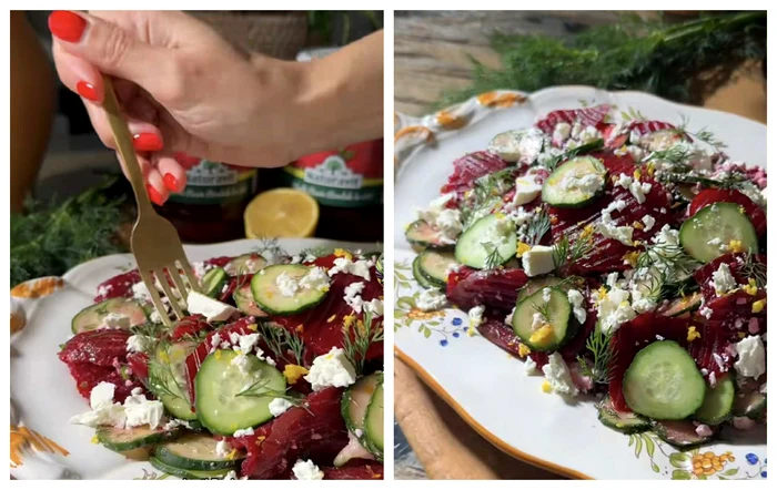 Salată cu doar 3 ingrediente / FOTO: Colaj captură video TikTok