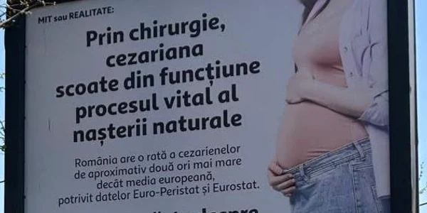 panou publicitar mesaj anticezariana FOTO Facebook / Primăria Municipiului Bucureşti