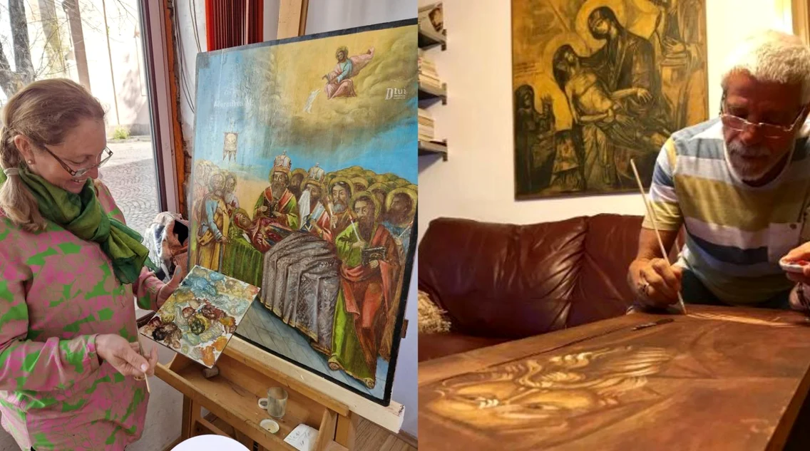 Florina Mărcuță și Gheorghe Visu au aceeași pasiune: pictura de icoane