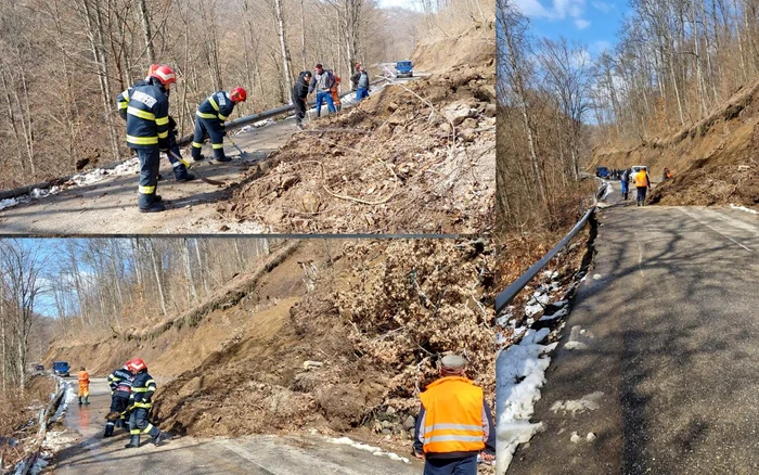 Drumul județean a fost blocat. Foto: ISU Hunedoara