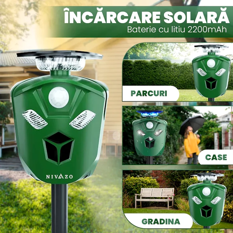 Diferite întrebuințări ale aparatului Nivazo AR16 anti-păsări cu încărcare solară Foto eMAG
