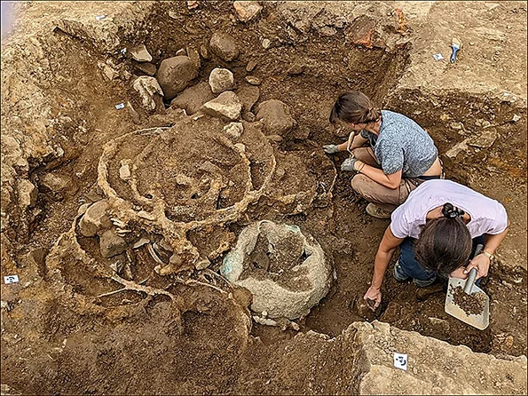 Roțile de fier, la scurt timp după ce au fost descoperite (© Universitatea Durham)