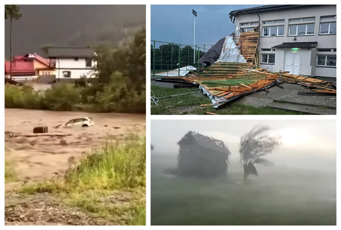 VIDEO Prăpăd în județele lovite de fenomene extreme: oameni salvați din viituri, case distruse, drumuri blocate