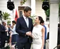 Prințul Leka al Albaniei cu Blerta Celibashi la petrecerea dată în cinstea zilei Regelui Charles de Ambasada Marii Britanii la Tirana. FOTO: Instagram