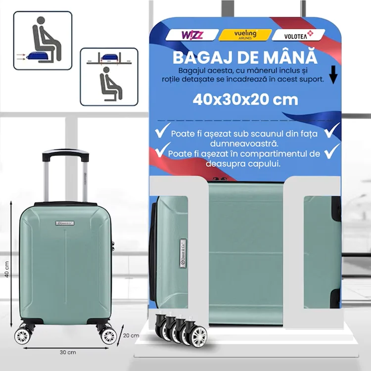 Troler Quasar SMART 40 cm pentru bagaj de cabină Foto eMAG