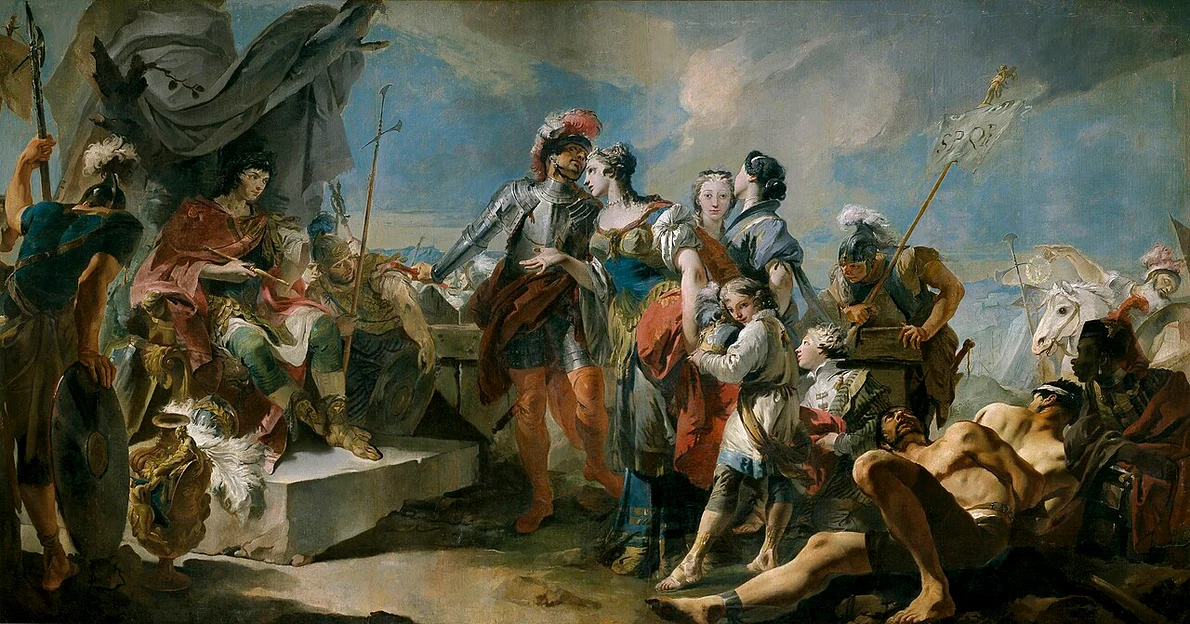 Zenobia, în fața împăratului Aurelian. Pictură de Giovanni Battista Tiepolo 