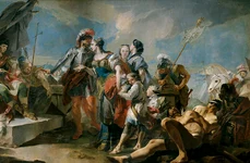 Zenobia, în fața împăratului Aurelian. Pictură de Giovanni Battista Tiepolo