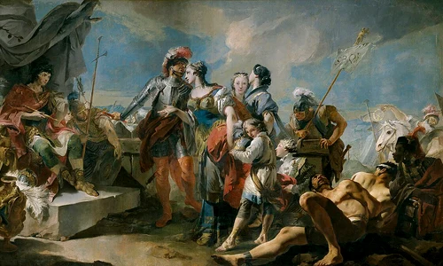 Zenobia, în fața împăratului Aurelian. Pictură de Giovanni Battista Tiepolo 