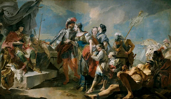 Zenobia, în fața împăratului Aurelian. Pictură de Giovanni Battista Tiepolo 