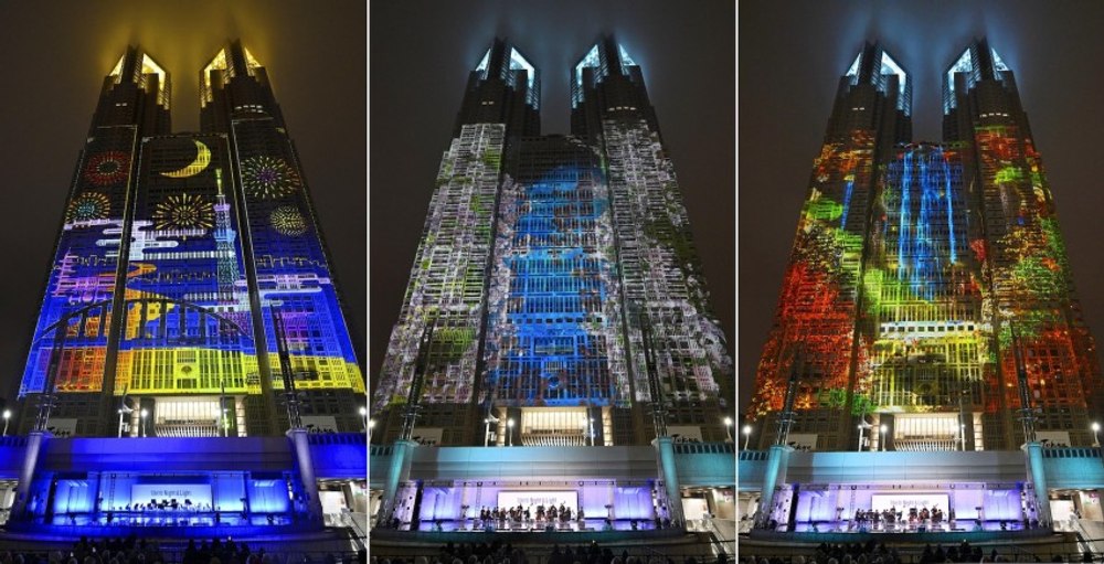 Cel mai mare video-mapping din lume luminează săpectaculos un zgârie-nori din Tokyo VIDEO