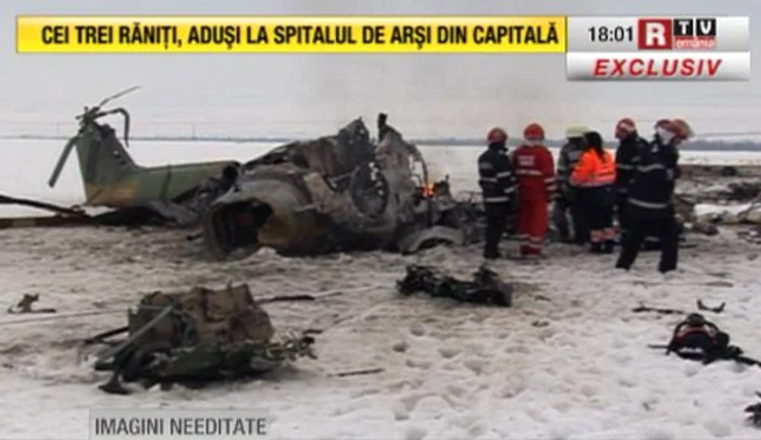 Elicopterul prăbuşit la Bacău (captură RTV)