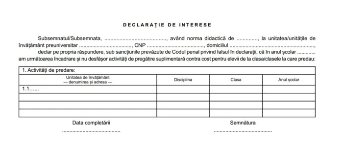 declaratie interese