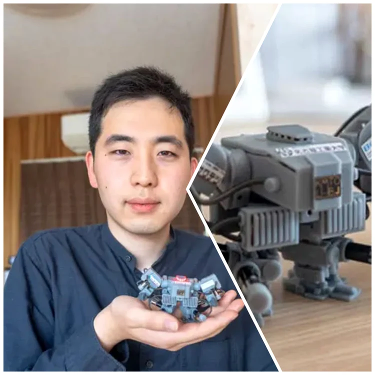 Mitsuya Tatsuhiko și robotul lui umanoid care e cel mai mic din lume