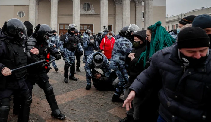 Reprimarea unui miting pro-Navalnîi FOTO EPA-EFE