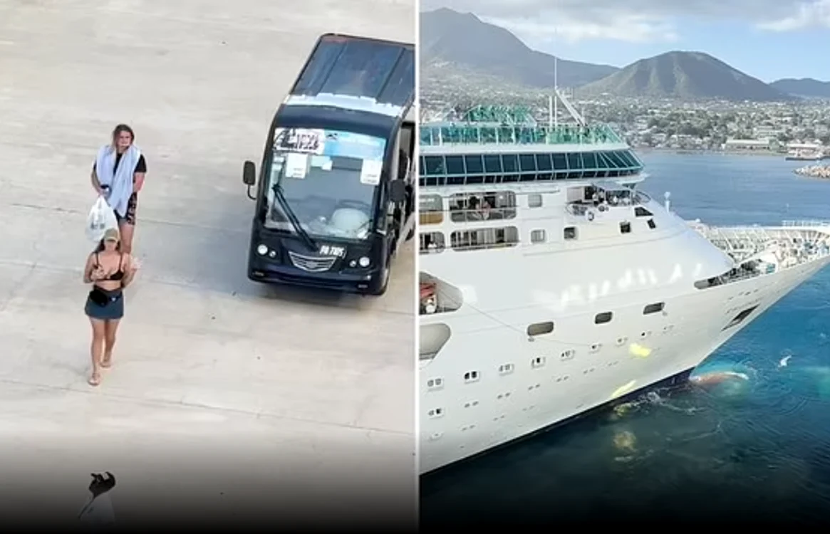 Vasul de croazieră nu s-a mai întors pentru turiştii întârziaţi. FOTO: captură video