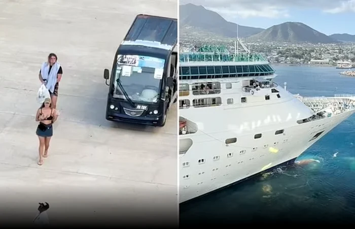 Vasul de croazieră nu s-a mai întors pentru turiştii întârziaţi. FOTO: captură video