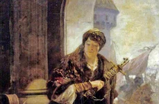 Elisabeta Szilágyi și fiul ei Matia Corvin, pictură de Vajda Zsigmond, 1890 (© Magyar Nemzeti Galéria)