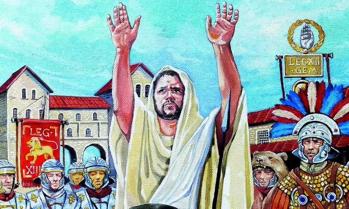 Ritual augural într-un castru roman. Ilustraţie de Cătălin Drăghici