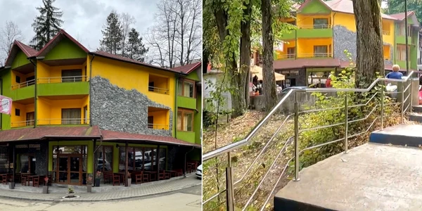Pensiunea Izvoare din Băile Olăneşti - Vâlcea cuprinsă de flăcări - 14 turişti evacuaţi Foto colaj DMS
