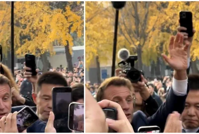 Macron a făcut baie de mulțime în timpul vizitei oficiale din China 5.12.2025 FOTO captură video X