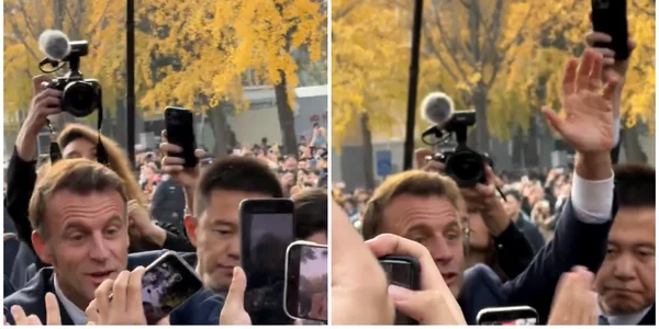 Macron a făcut baie de mulțime în timpul vizitei oficiale din China 5.12.2025 FOTO captură video X