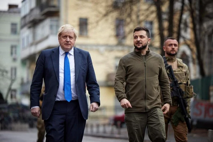 Boris Johnson, în vizită la Kiev Foto: AFP