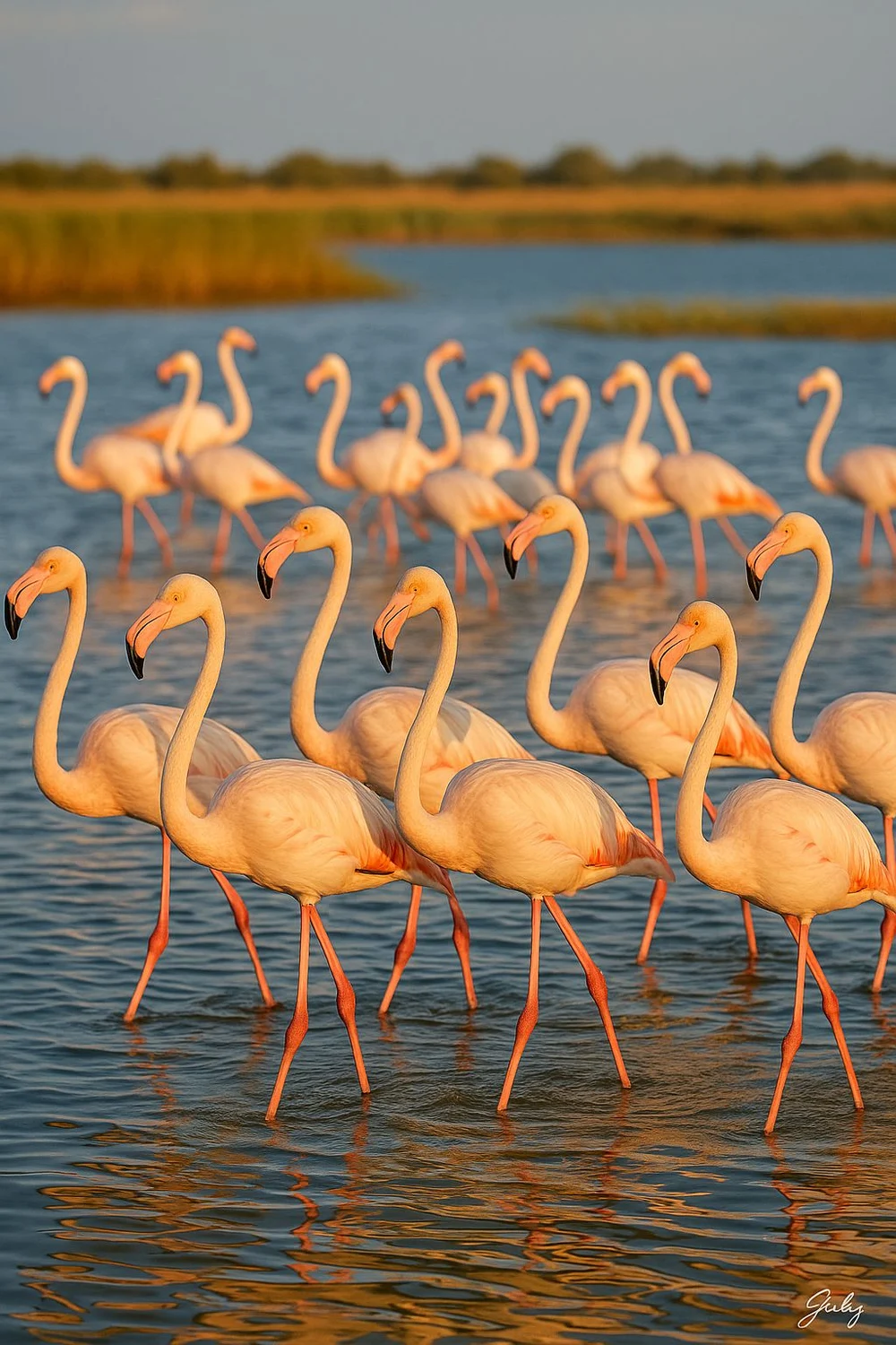 Imagini spectaculoase la malul Mării Negre. Zeci de păsări flamingo au poposit pe lacul Nuntaşi