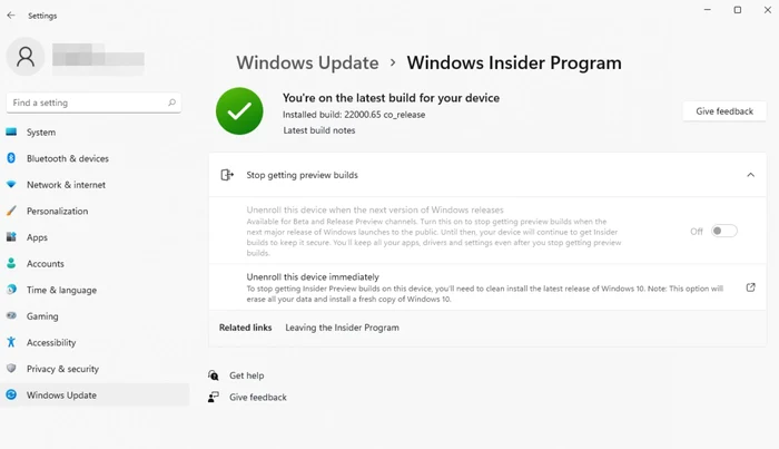 Windows Insider Windows 11 Pro