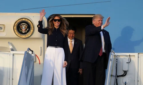 President Trump Arrives In West Palm Beach With Japanese Prime Minister Shinzo Abe For Weekend At Mar a Lago jpeg