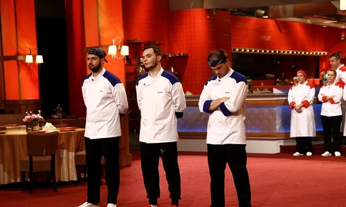 Hell's Kitchen  Paul, Frankie şi Florin au ajuns în cursa spre eliminare, iar Frankie (stânga) a fost cel care a plecat acasă jpeg