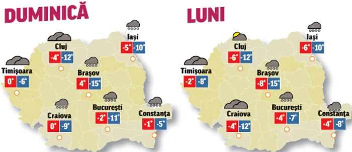 Prognoza meteo pentru următoarele două zile anunță că vremea se răcește accentuat și ninsorile revin în forță