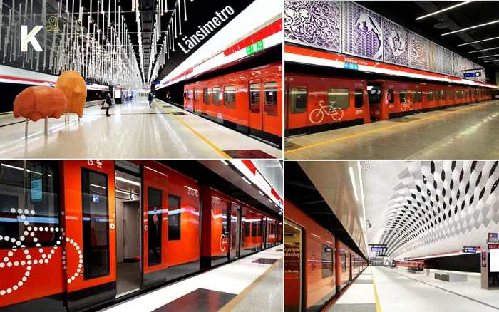 Colaj imagini cu metroul din Helsinki