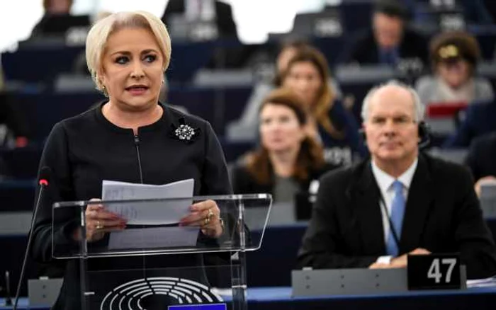 Premierul Viorica Dăncilă în Parlamentul European. FOTO EPA-EFE