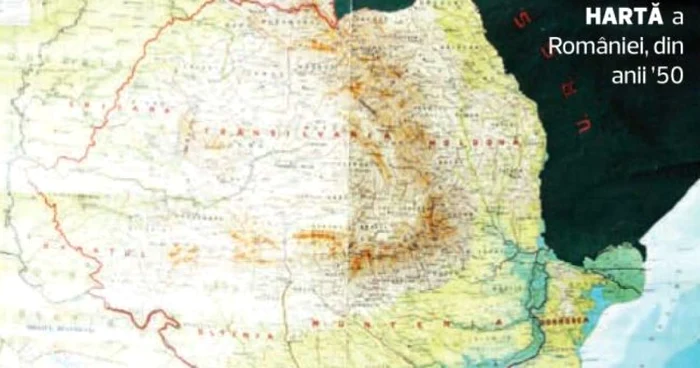 Hartă a României, din anii ’50