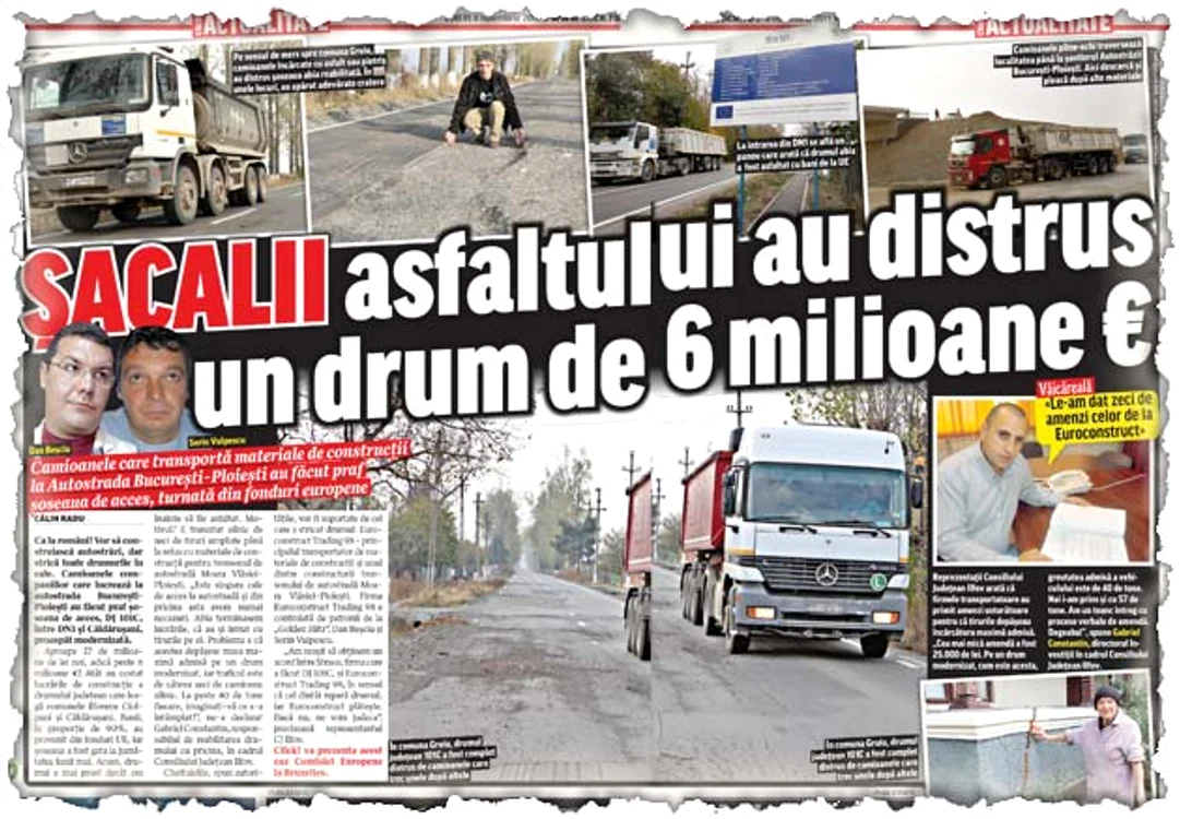 Click! a prezentat, încă din  noiembrie anul trecut, situaţia  Drumului Judeţean 101 C.  Acesta a fost ras de pe faţa  pământului de camioane  care lucrau la autostradă