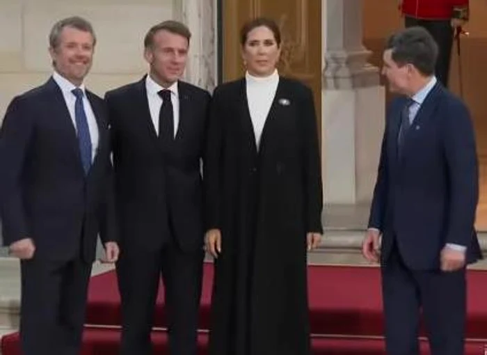 Familia regala din Danemarca, Emmanuel Macron și Nicușor Dan FOTO: captură X