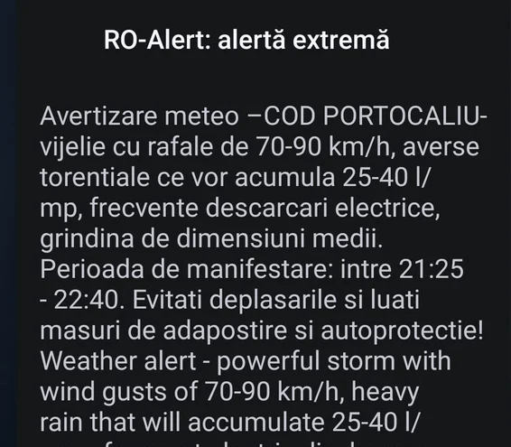 Mesaj Ro Alert FOTO: captura