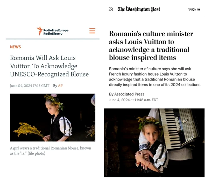 Campania „Give Credit Louis Vuitton” în presa internațională Sursă La blouse roumaine