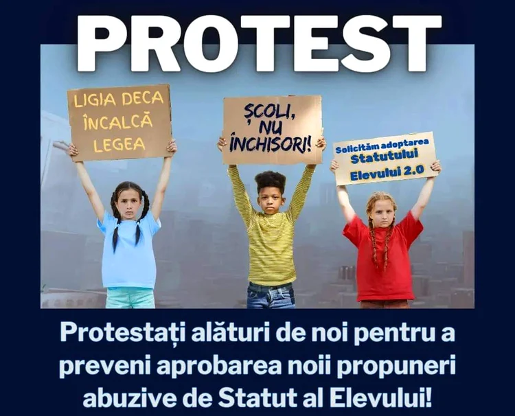 Prostest Statutul Elevului, marti 25 iunie - Foto Facebook Uniunea Elevilor Reprezentanți