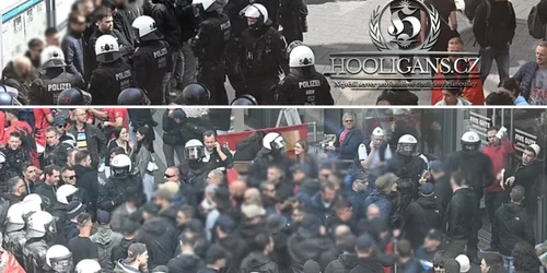 Huliganii italieni s-au întâlnit cu cei albanezi. FOTO Hooligans.cz Official