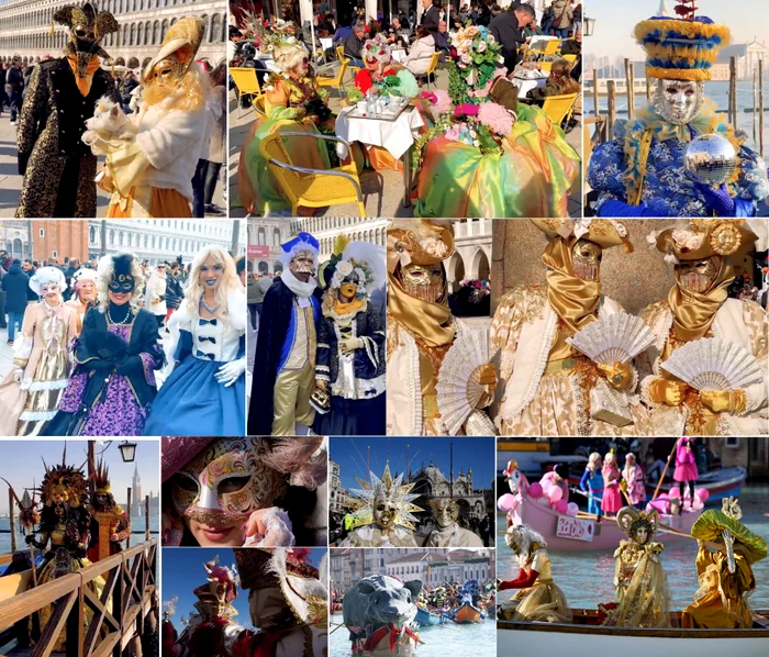Parada măștilor și a costumelor la Carnavalul de la Veneția 2025 Colaj DMS