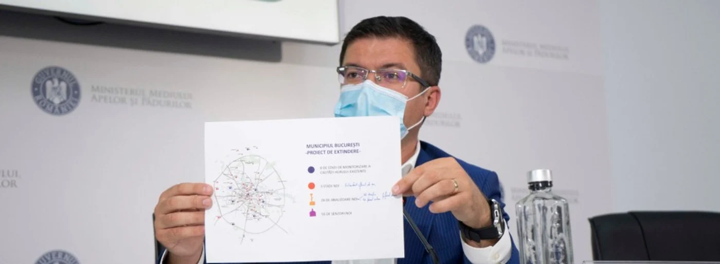 Ministrul Mediului, Costel Alexe, a arătat harta unde vor fi amplasate aparatele în Capitală