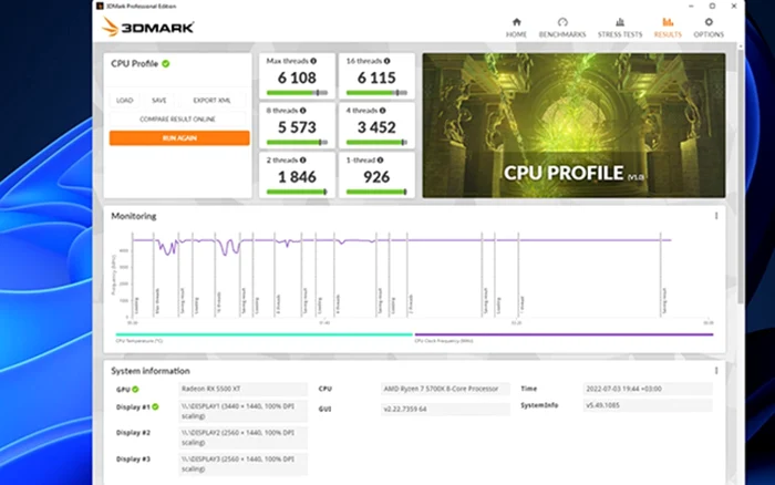 3DMark CPU test AMD Ryzen 7 5700X