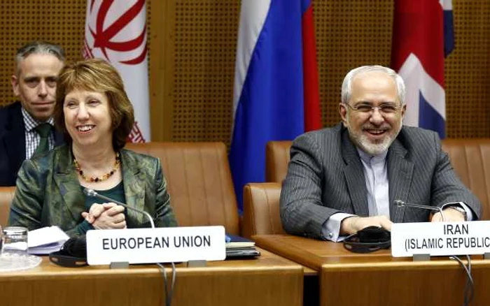 Catherine Ashton şi ministrul iranian de Externe, Javad Zarif FOTO Reuters
