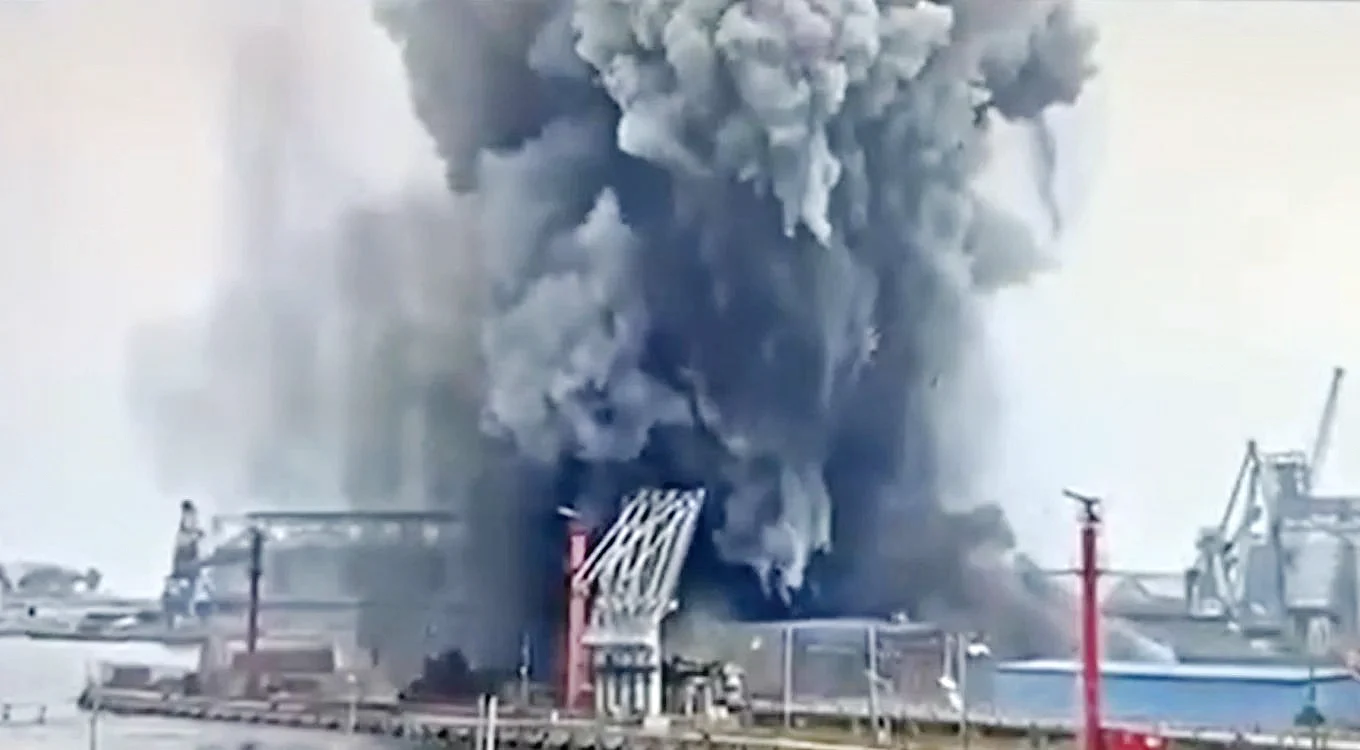 Drona care a explodat în Portul Constanța. FOTO captură video