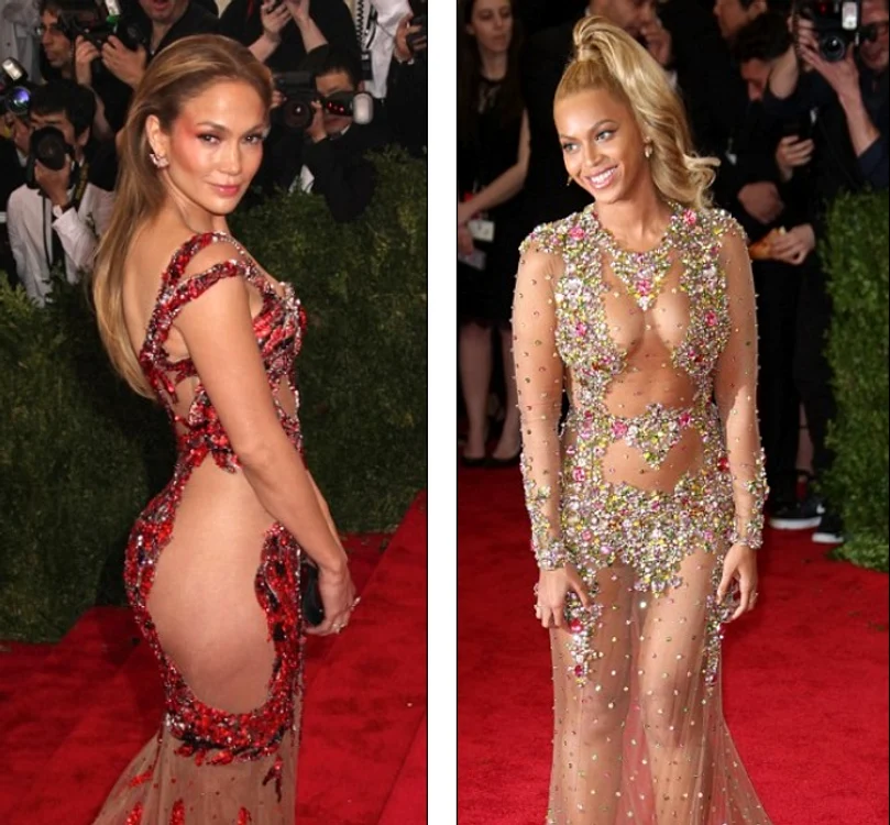 Jennifer Lopez (în stânga) şi Beyonce