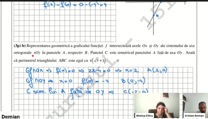 Rezolvarea subiectelor la Matematică FOTO Captură Centrul Educațional Unirea