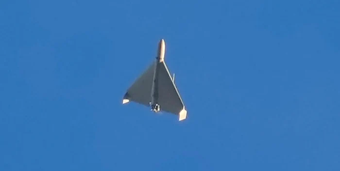 Dronă iraniană surprinsă deasupra Kievului FOTO Profimedia